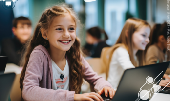 Girl typing on her laptop